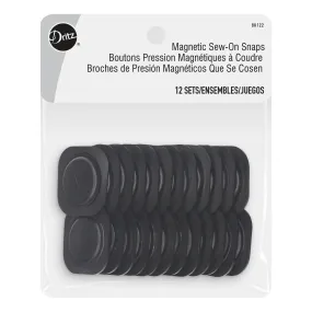 1-1/8" Magnetic Sew-On Snaps, 12 Sets, Black