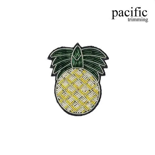 1 3/4" Zari Embroidery Pineapple Emblem Patch : PA0MT521