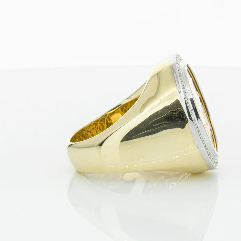 14ct Yellow Gold Half Sovereign & Diamond Halo Ring