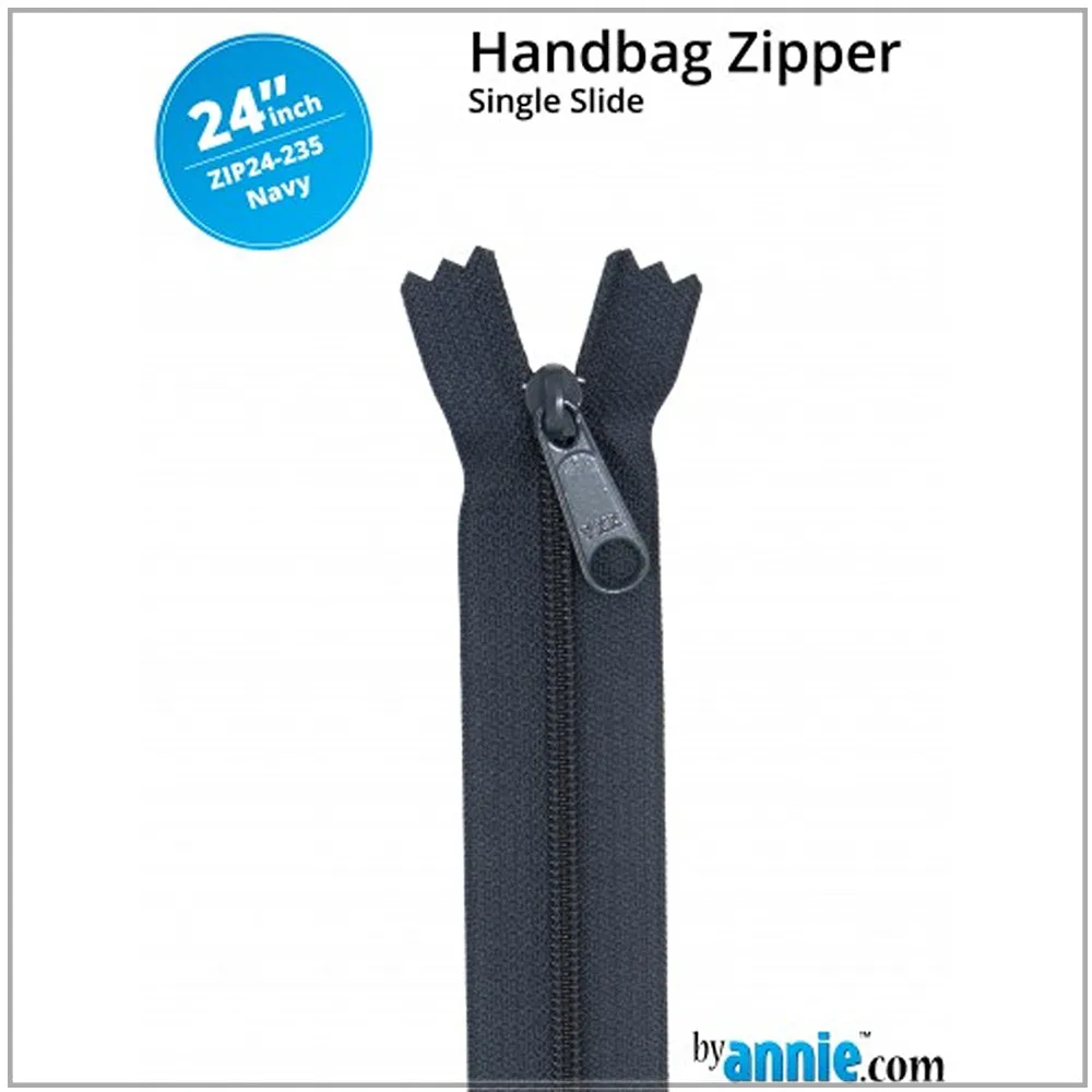 24" wide Handbag Zipper - Navy