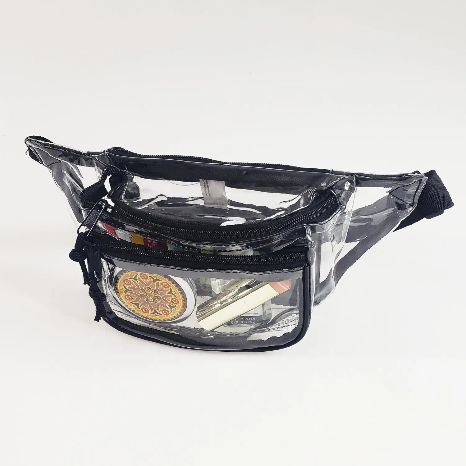 6 ct Three Zipper Clear Fanny Pack - By Bundle