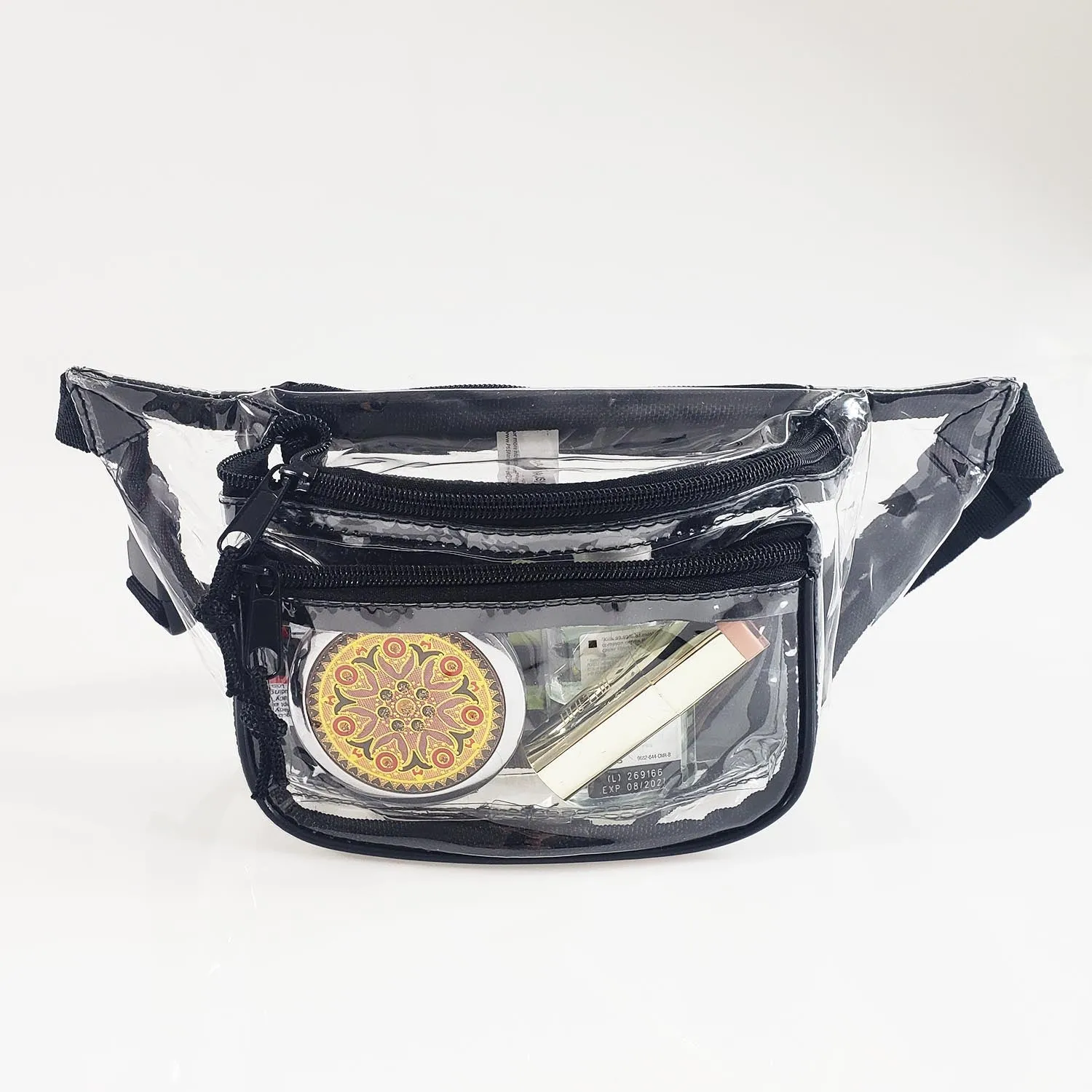 6 ct Three Zipper Clear Fanny Pack - By Bundle