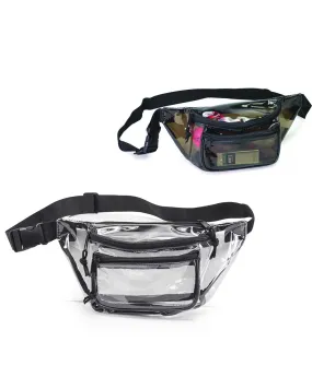 6 ct Three Zipper Clear Fanny Pack - By Bundle