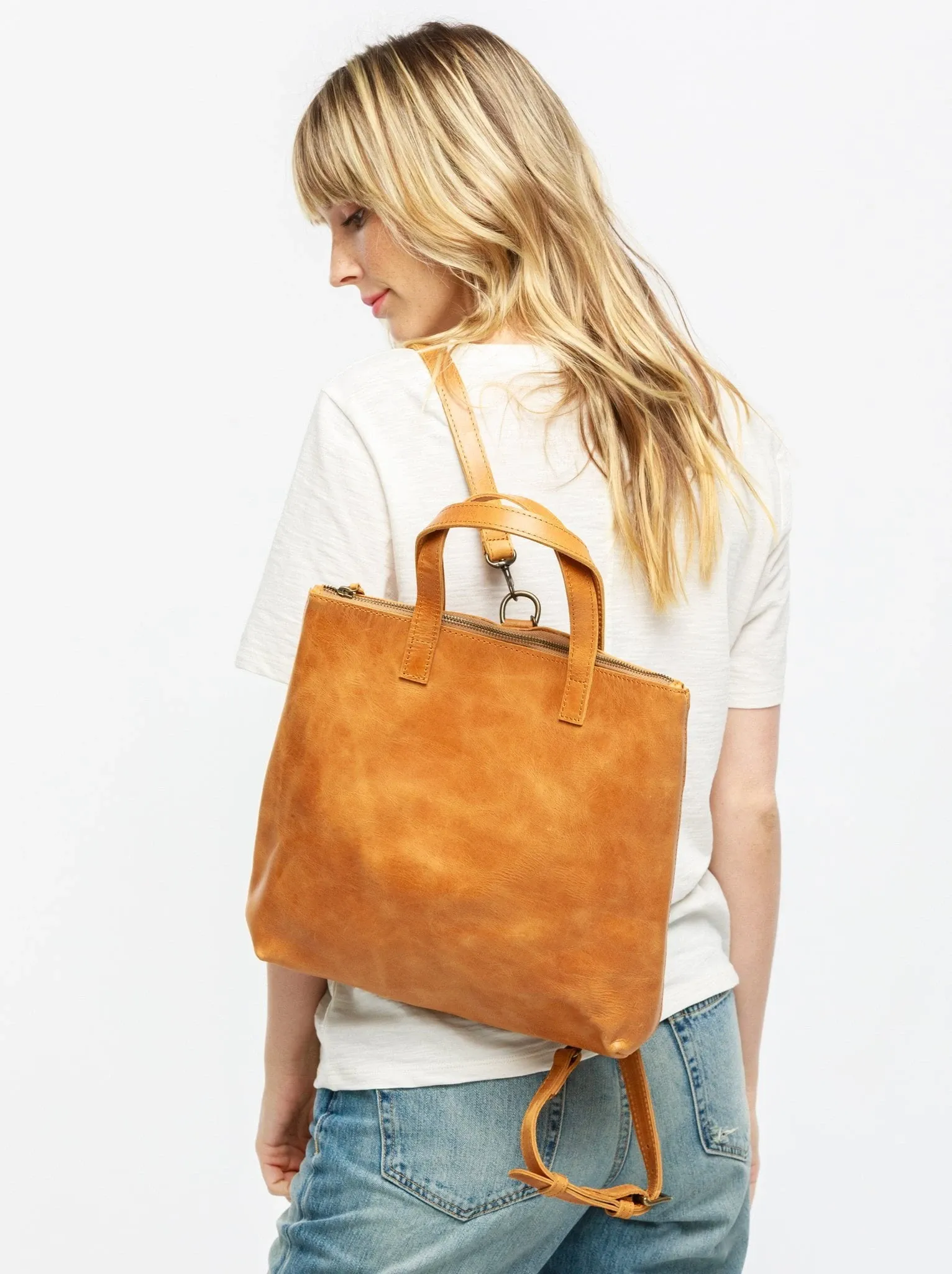 Abera Convertible Backpack in Cognac