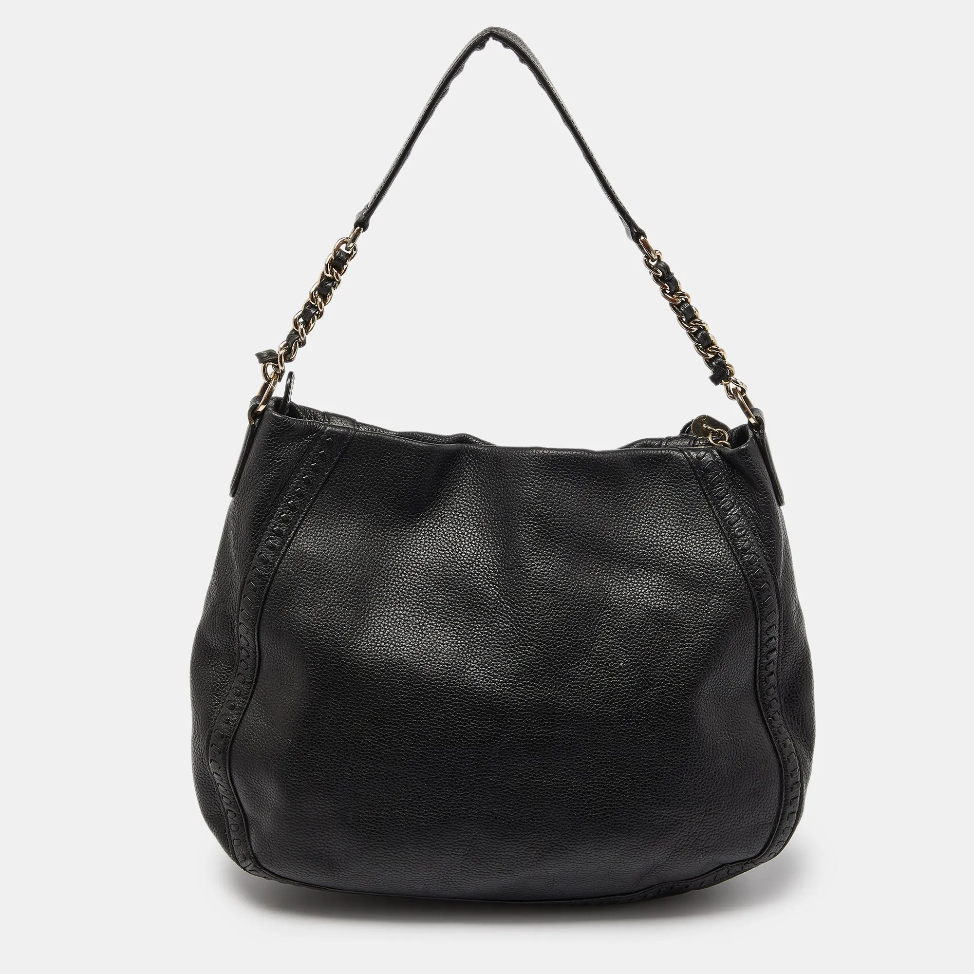 AIGNER Black Leather Zip Hobo