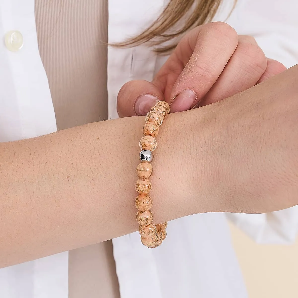 Apricot | .925 Sterling Silver | Firefly Glass Bracelet