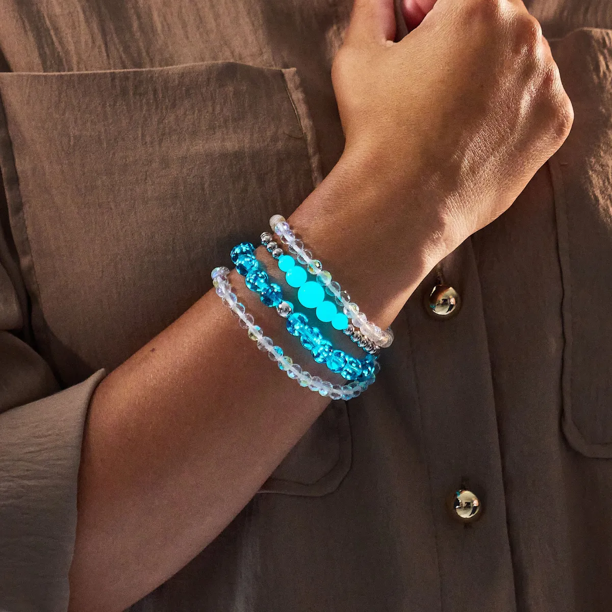 Aquamarine | .925 Sterling Silver | Firefly Glass Bracelet