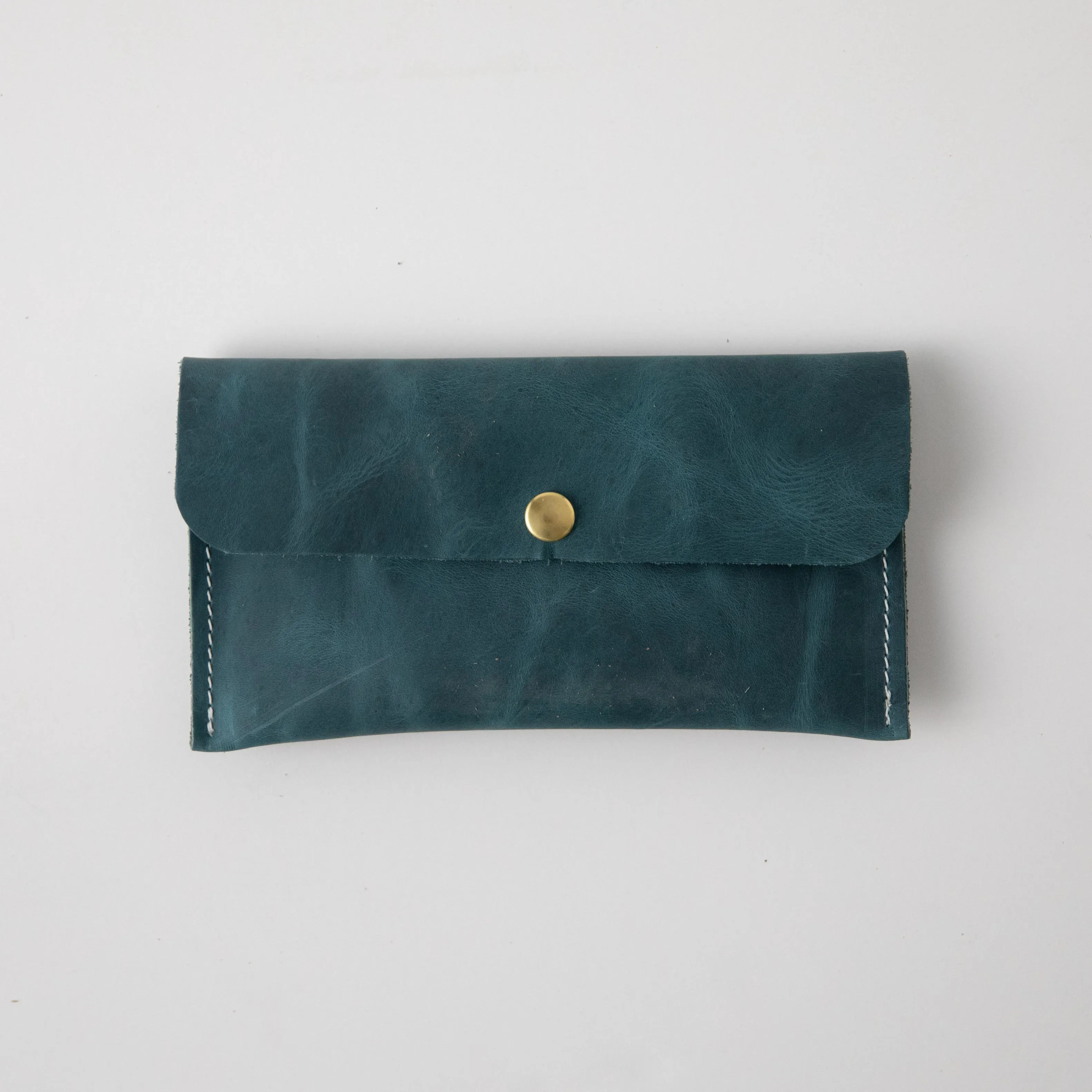 Atlantic Blue Leather Clutch