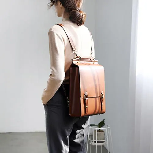 Best Coffee Leather Womens Satchel Backpacks Laptop Leather Black School Backpacks for Women