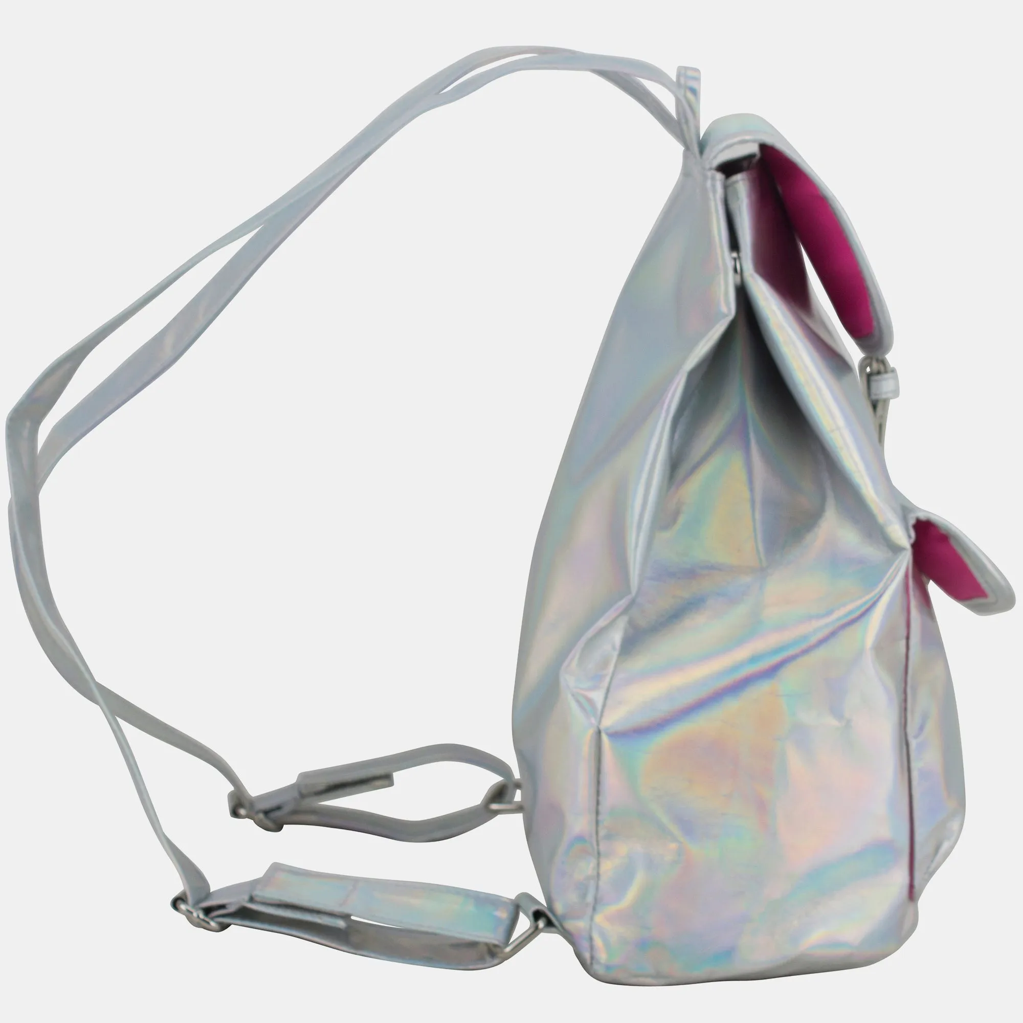 BJX Iridescent Silver Holographic Flap Backpack