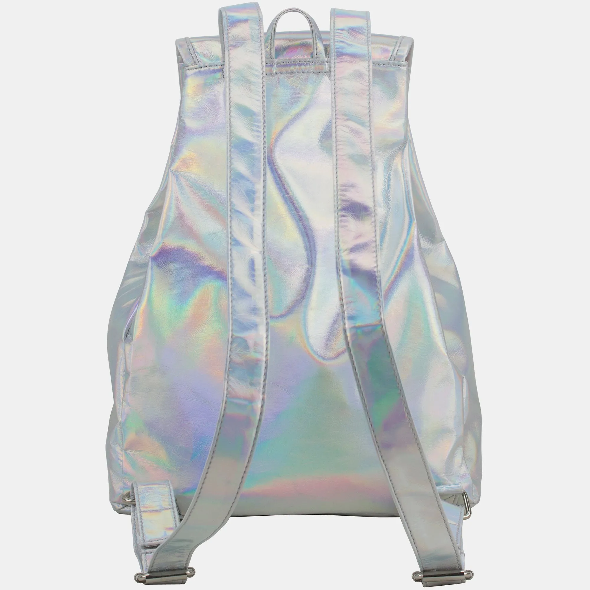 BJX Iridescent Silver Holographic Flap Backpack