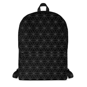 Black & White Sacred Geometry Flower Circle Backpack, Water-resistant material,