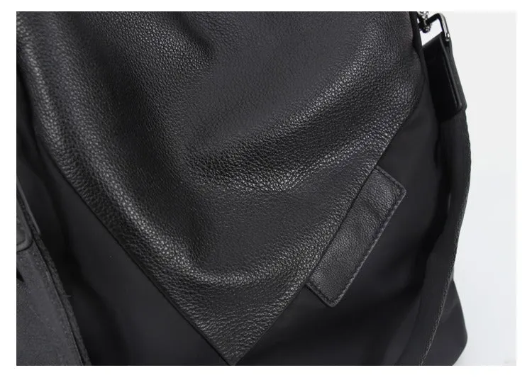 Black Nylon Backpack Womens Convertible Backpacks Purse Nylon Leather Travel Rucksack for Ladies