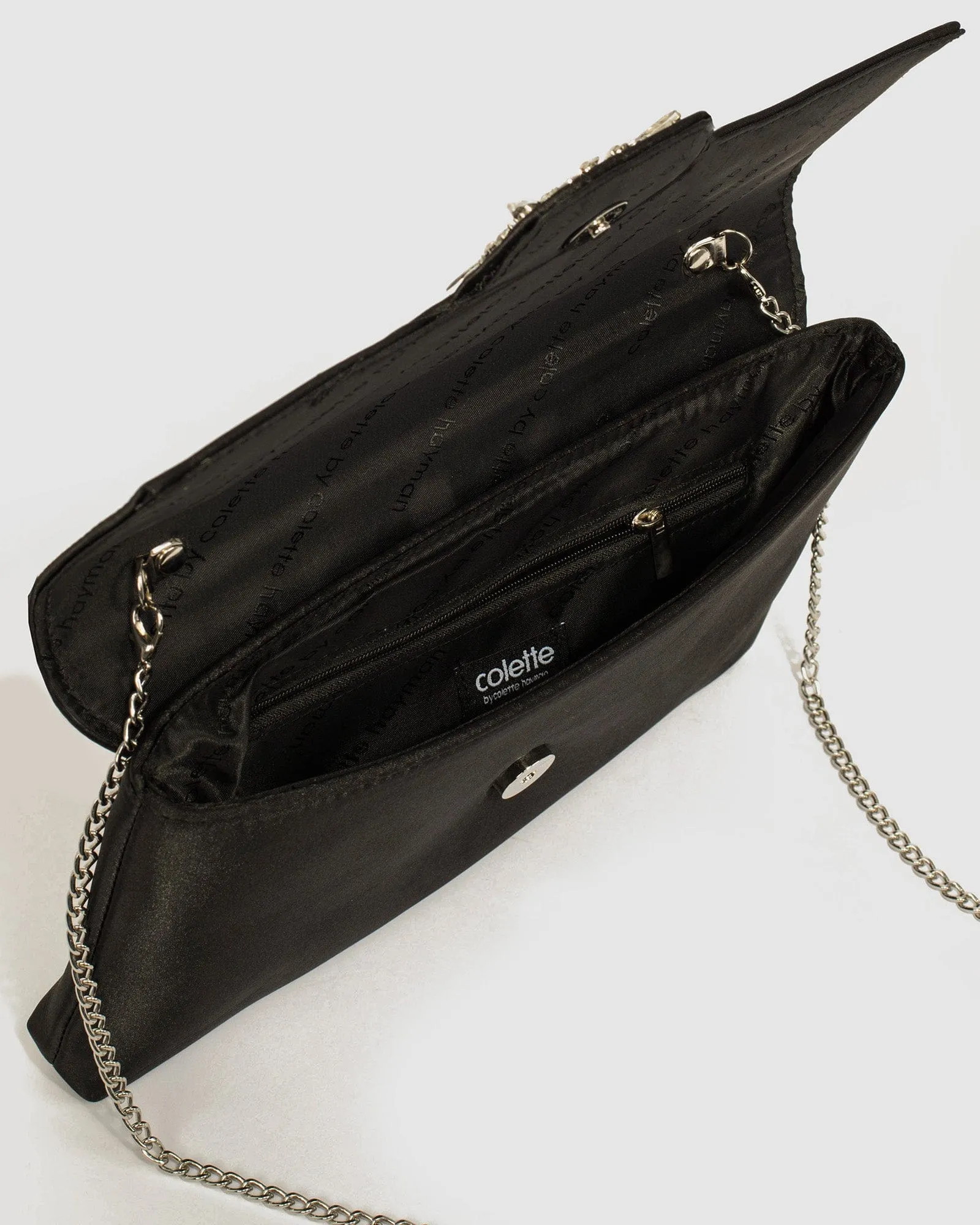 Black Polly Crystal Clutch Bag