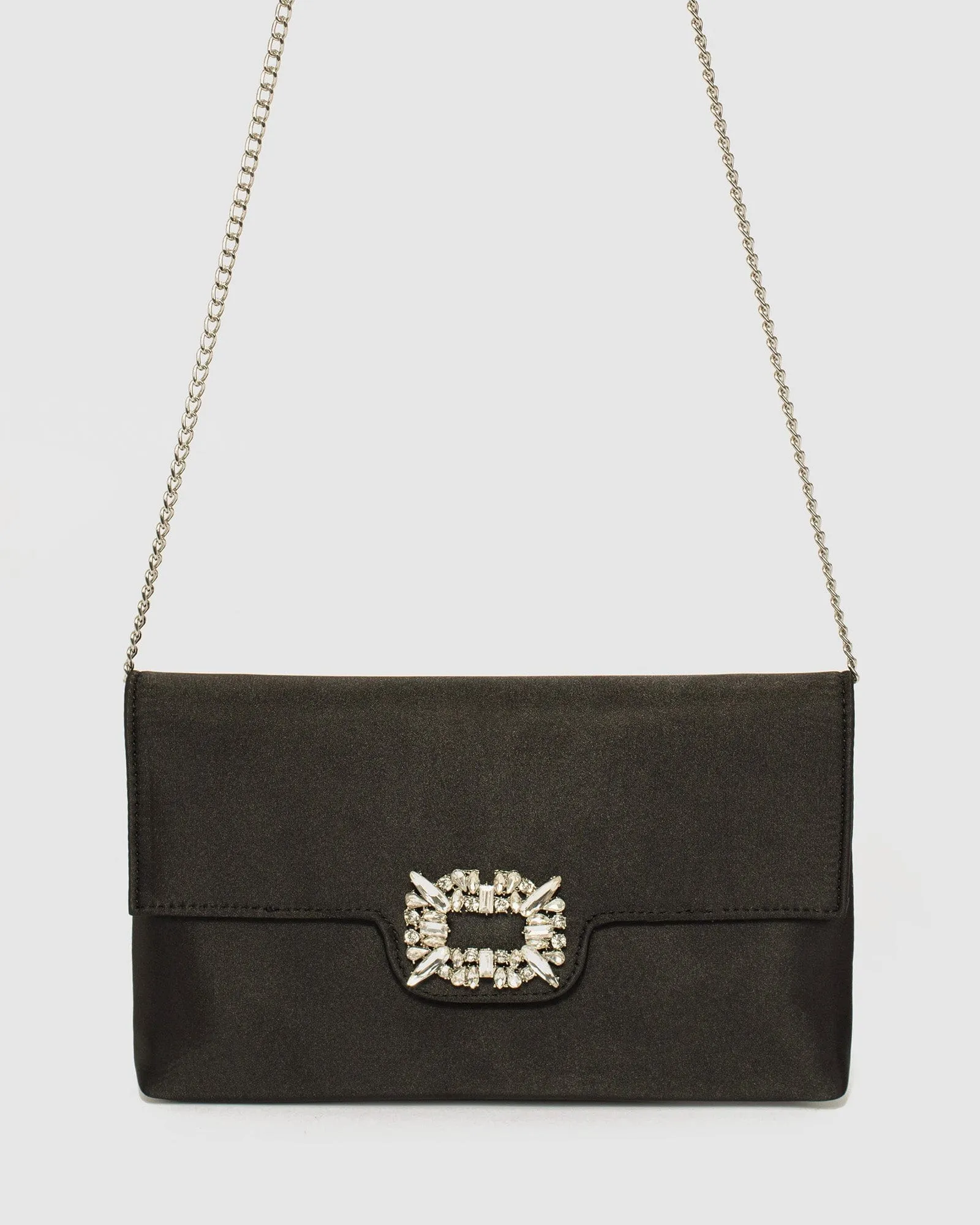 Black Polly Crystal Clutch Bag