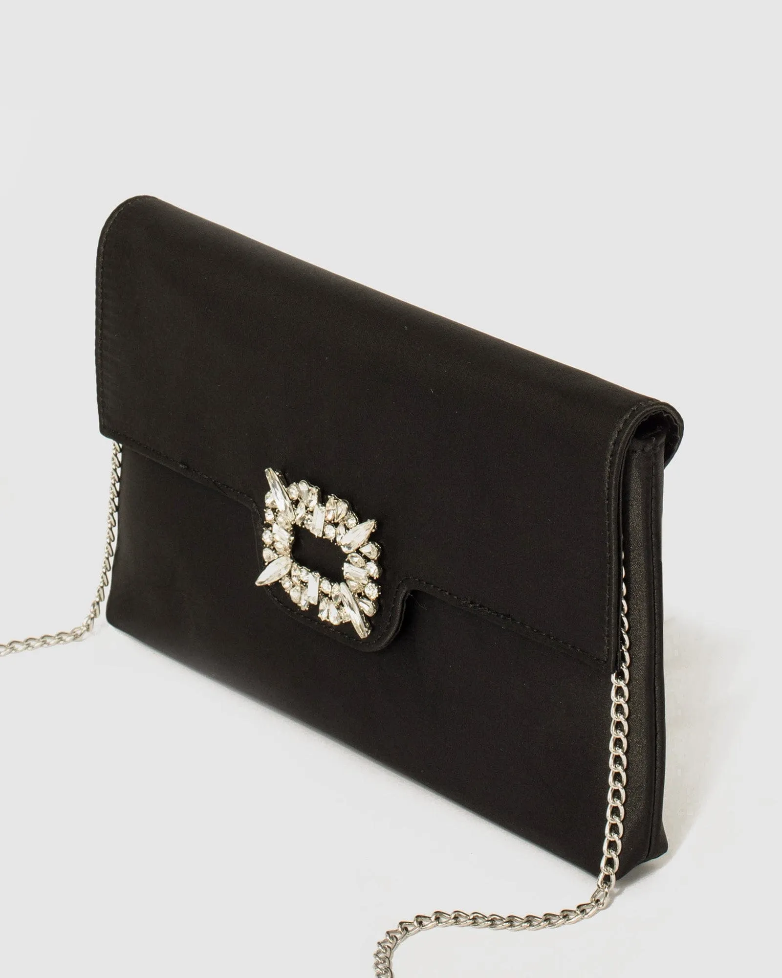 Black Polly Crystal Clutch Bag