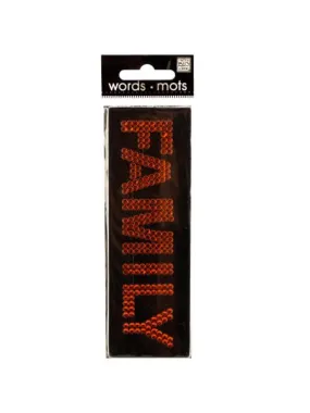 Bling &#039;Family&#039; Orange Rhinestone Word Sticker (Available in a pack of 24)