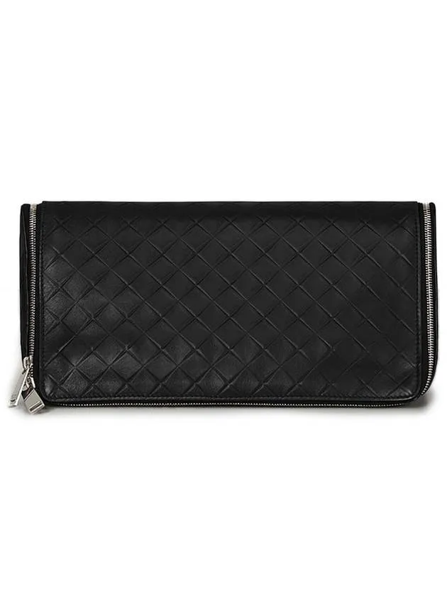 Bottega Veneta black leather clutch bag 619398