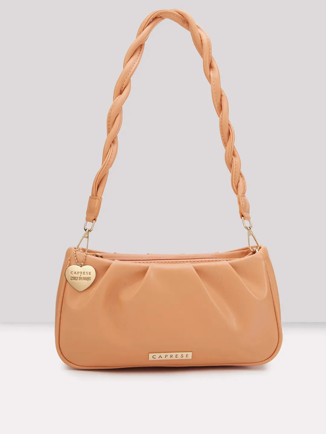 Caprese Emily In Paris Solid Medium Sling Handbag Peach