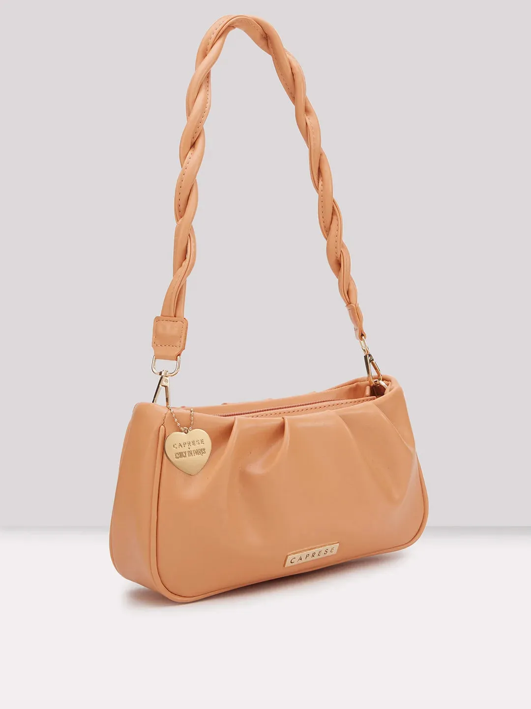 Caprese Emily In Paris Solid Medium Sling Handbag Peach