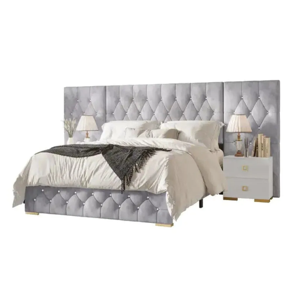 Casper Luxury Upholstered Bed With Side Tables in Leatherette