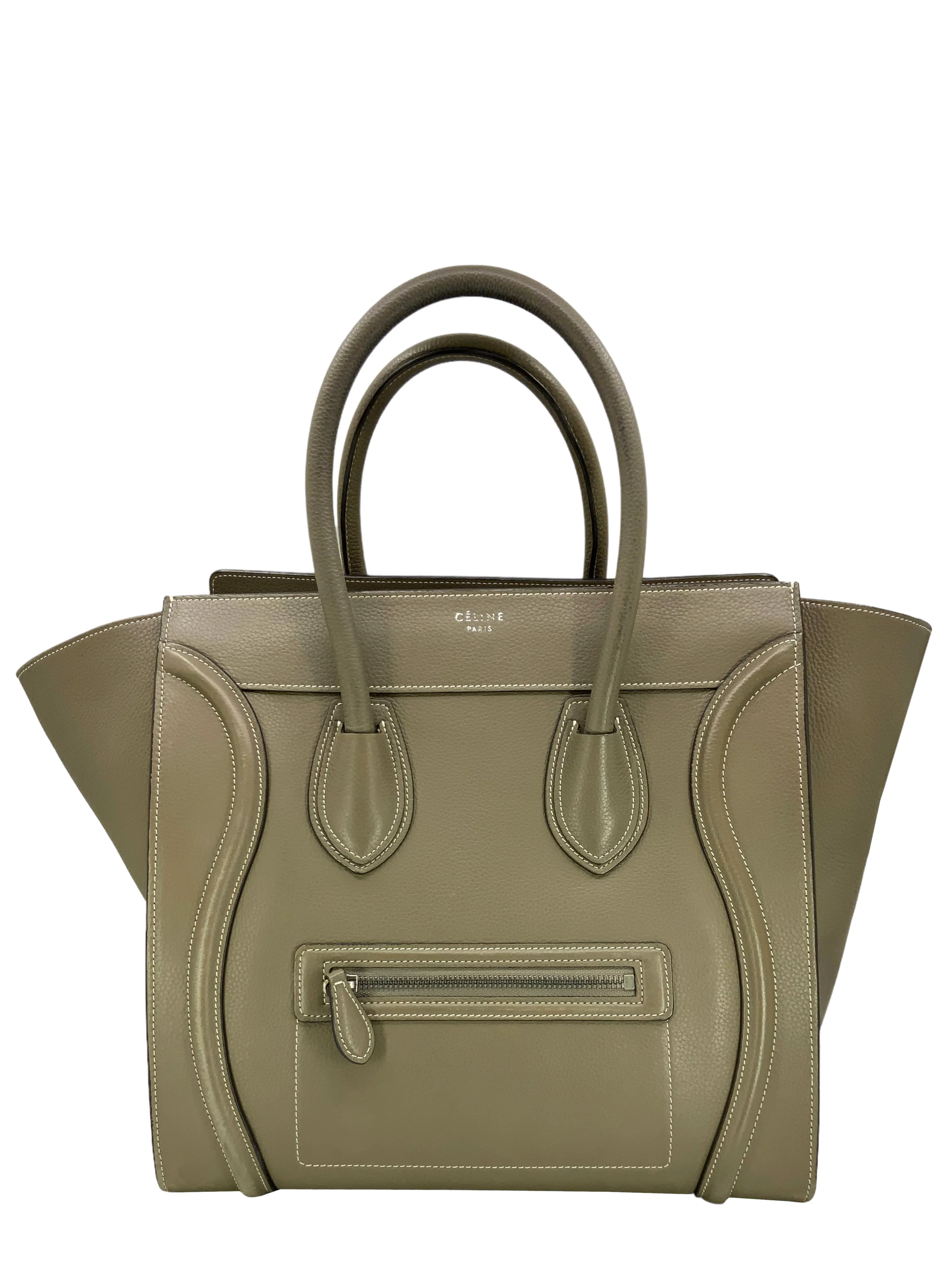 Celine Mini Luggage Drummed Calfskin Tote Bag