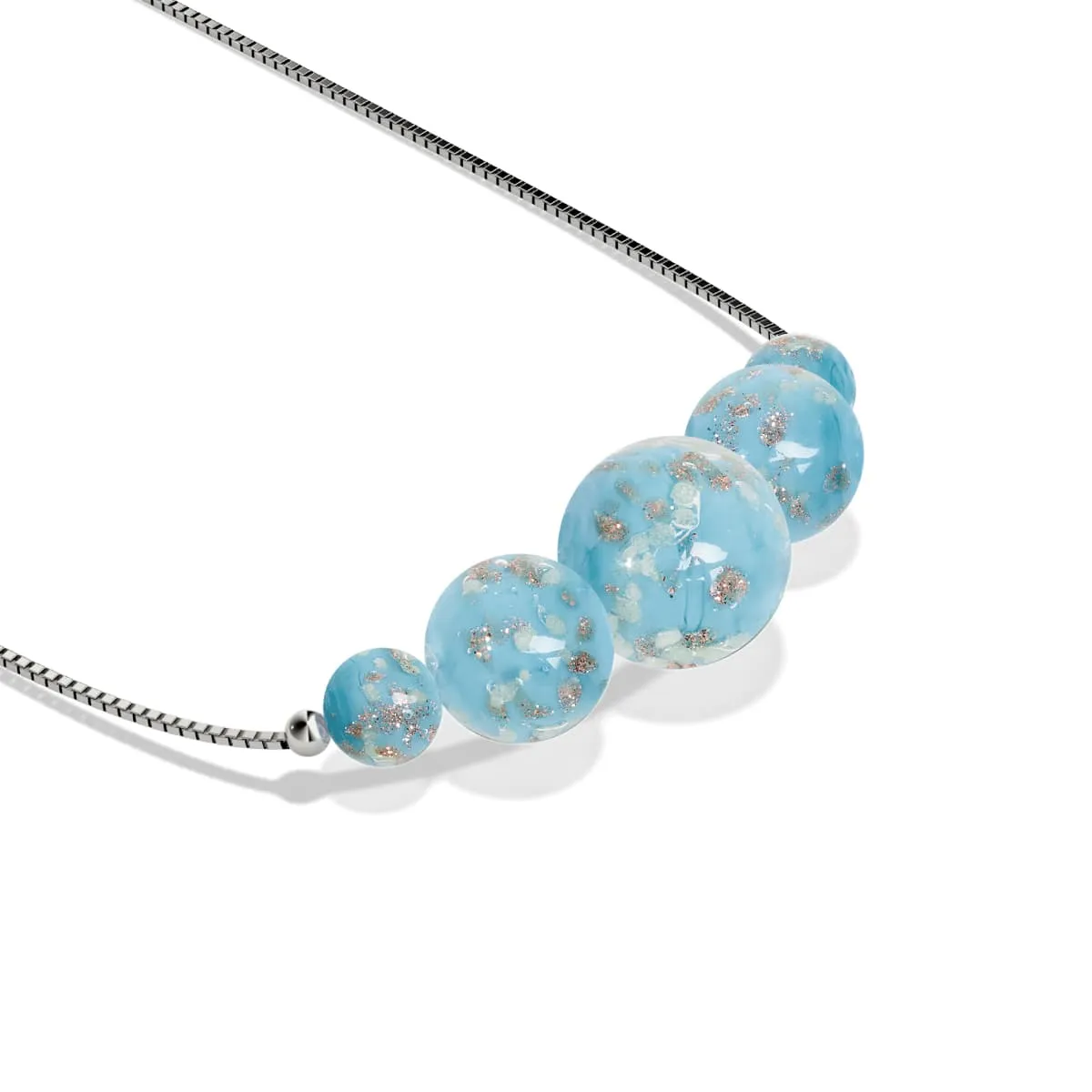 Cerulean | .925 Sterling Silver | Firefly Glass Infinity Clasp Anklet