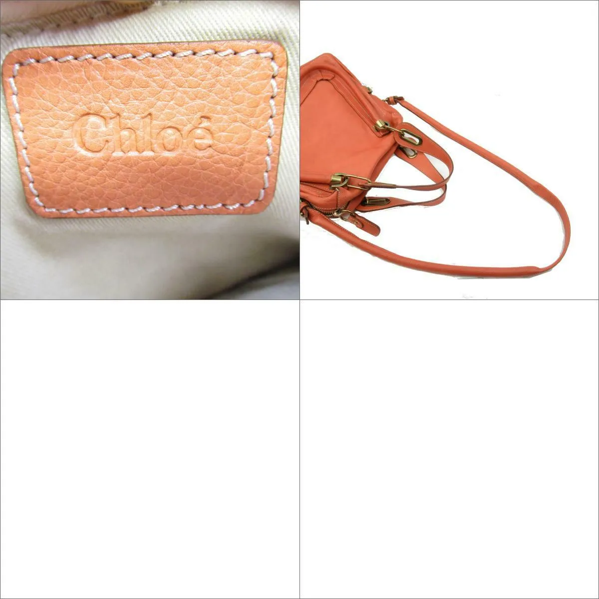 Chloe Paraty 2way shoulder hand bag leather Orange