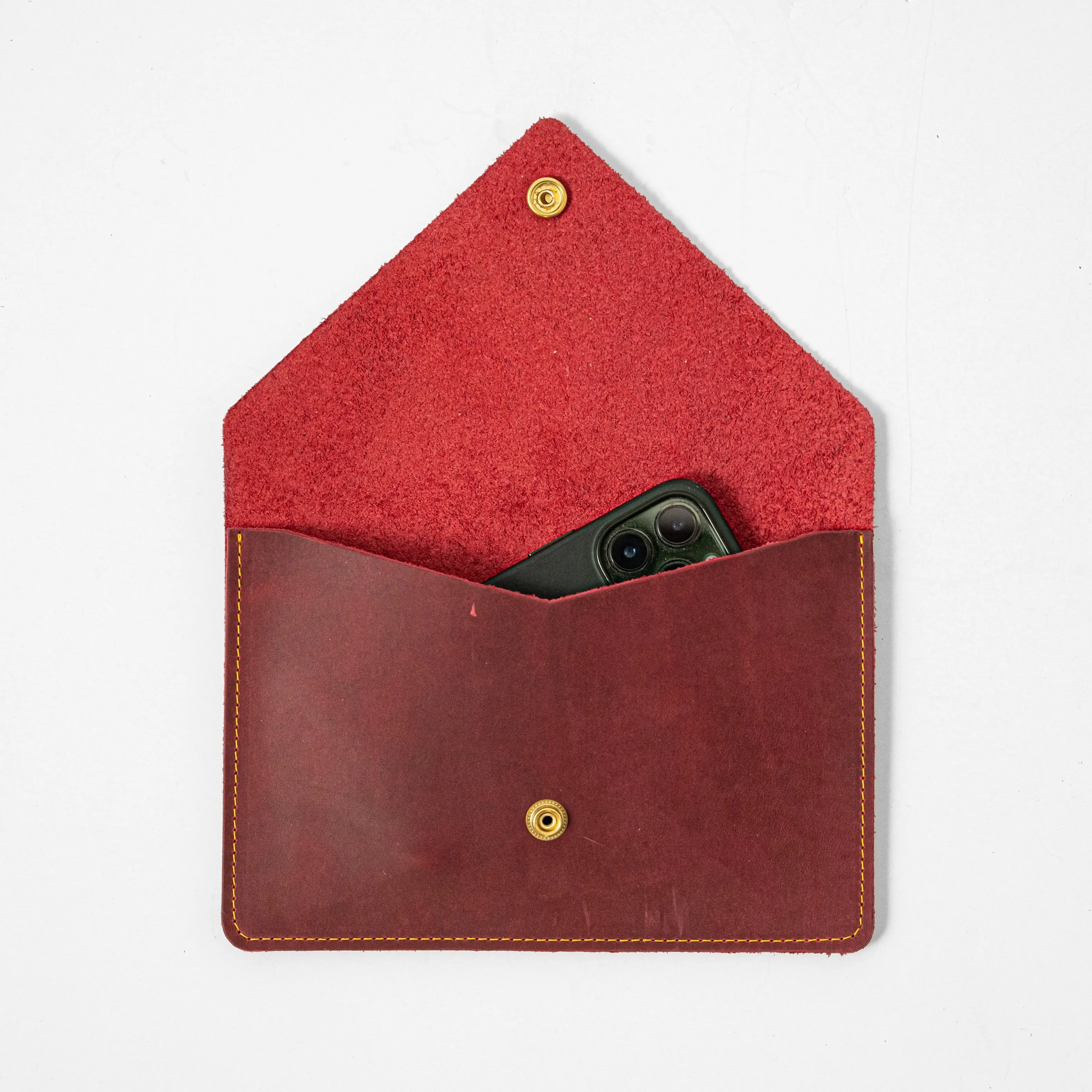 Cranberry Crazy Horse Leather Clutch