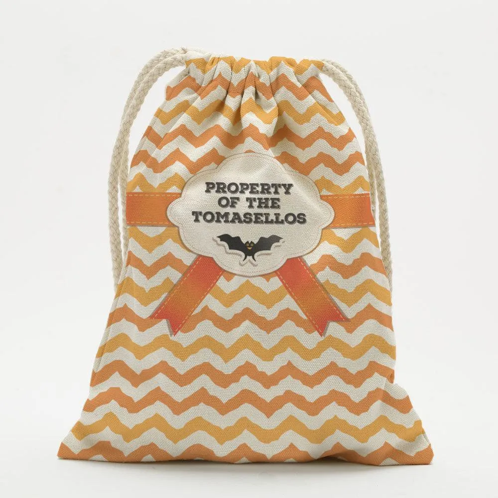 Custom Chevron Bat Halloween Drawstring Sack