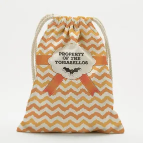 Custom Chevron Bat Halloween Drawstring Sack