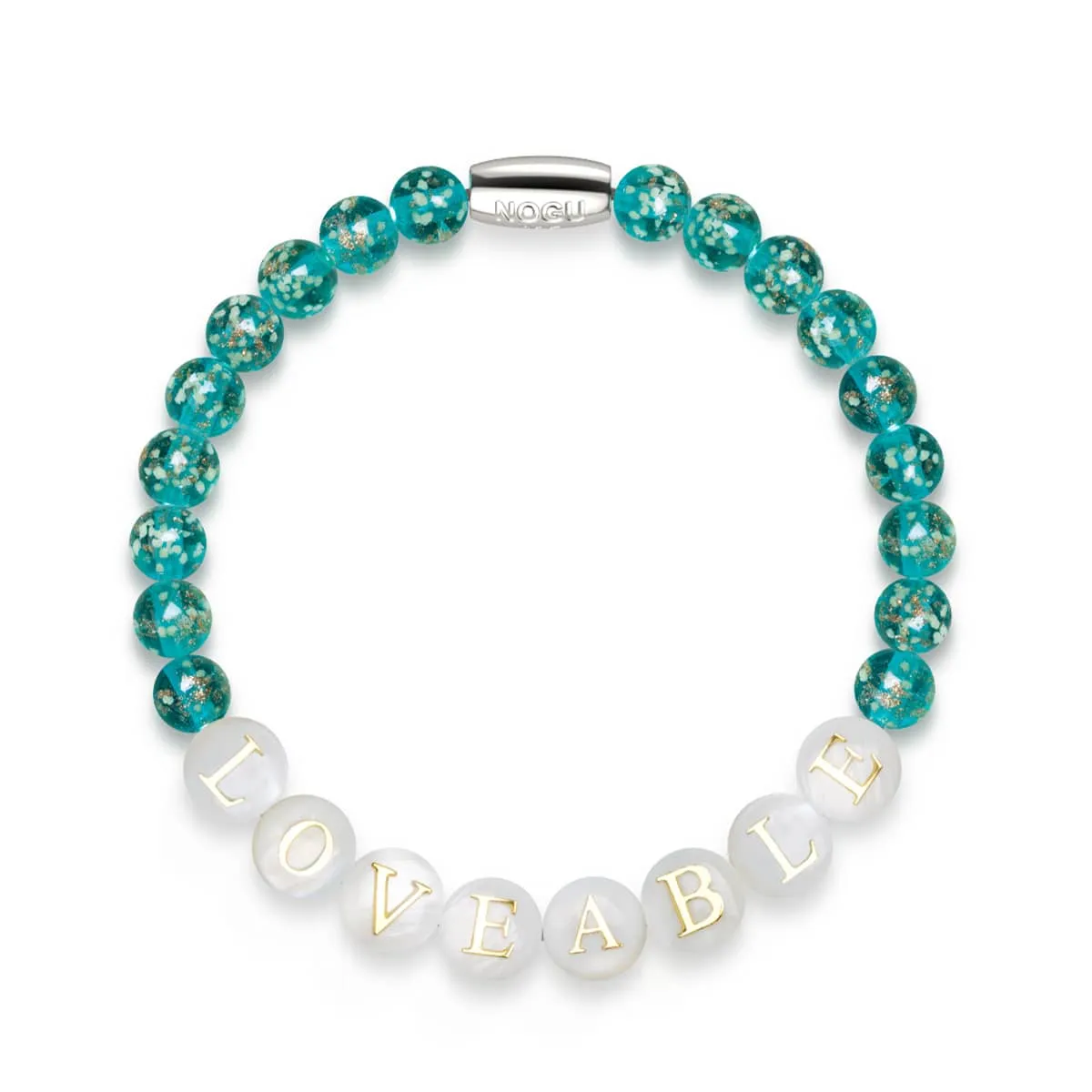 Custom Letter Bracelet | .925 Sterling Silver | Teal Firefly Glass