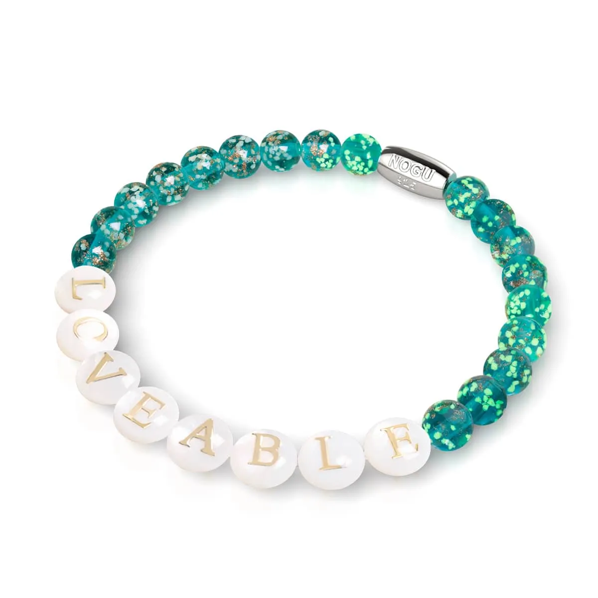 Custom Letter Bracelet | .925 Sterling Silver | Teal Firefly Glass