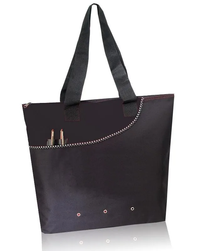 Deluxe Polyester Tote Bag with Zipper Closure (CLOSEOUT)