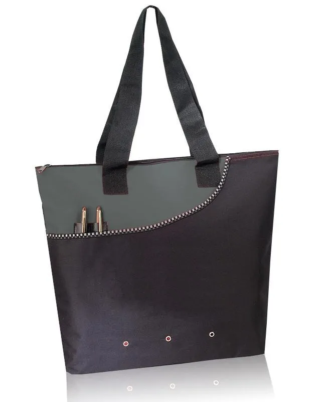 Deluxe Polyester Tote Bag with Zipper Closure (CLOSEOUT)