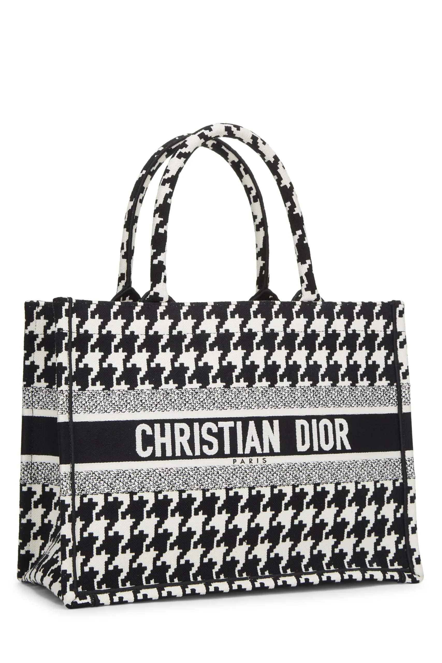 Dior,  Black & White Houndstooth Book Tote Medium, Multi