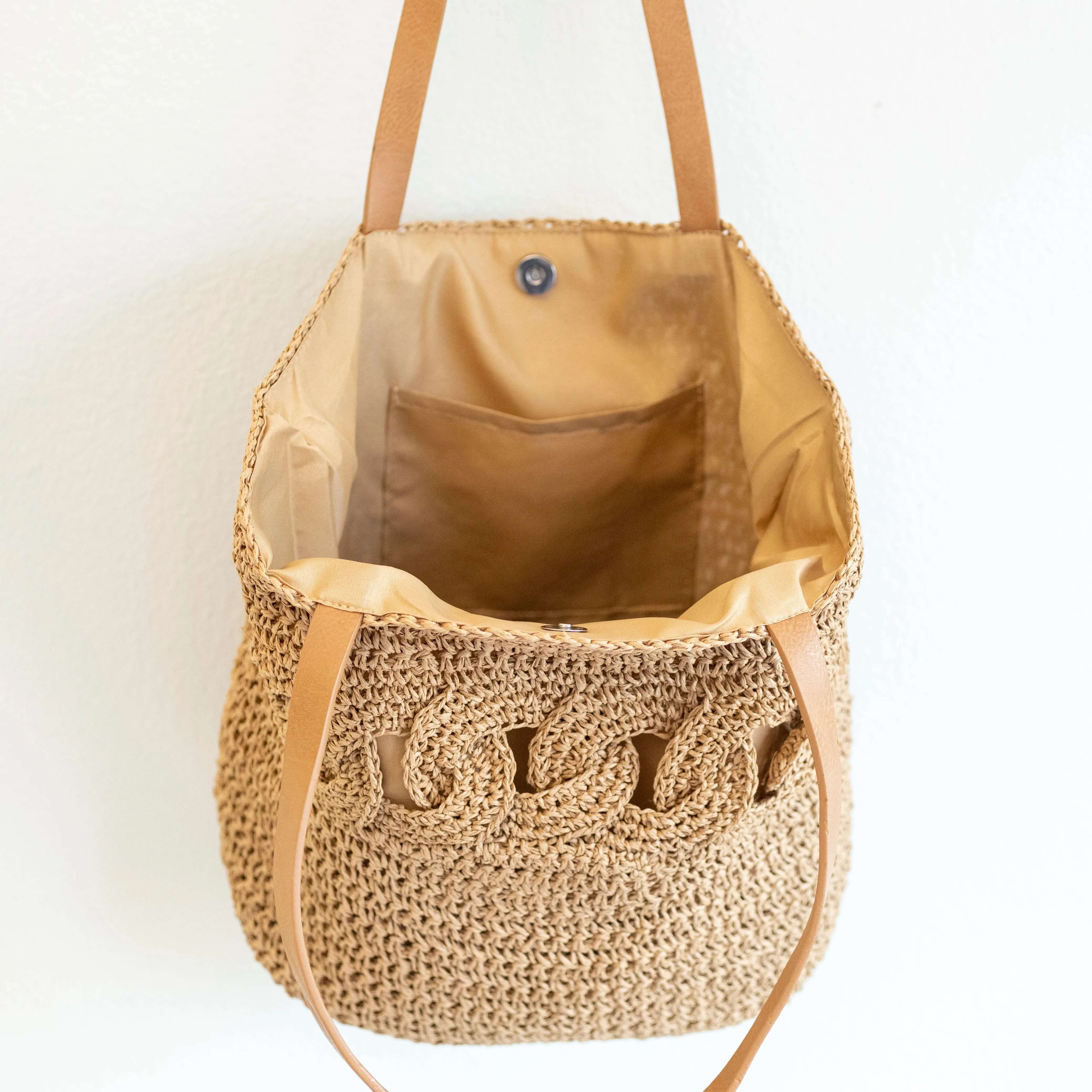 Elena Handbags Beach Straw Woven Tote Bag