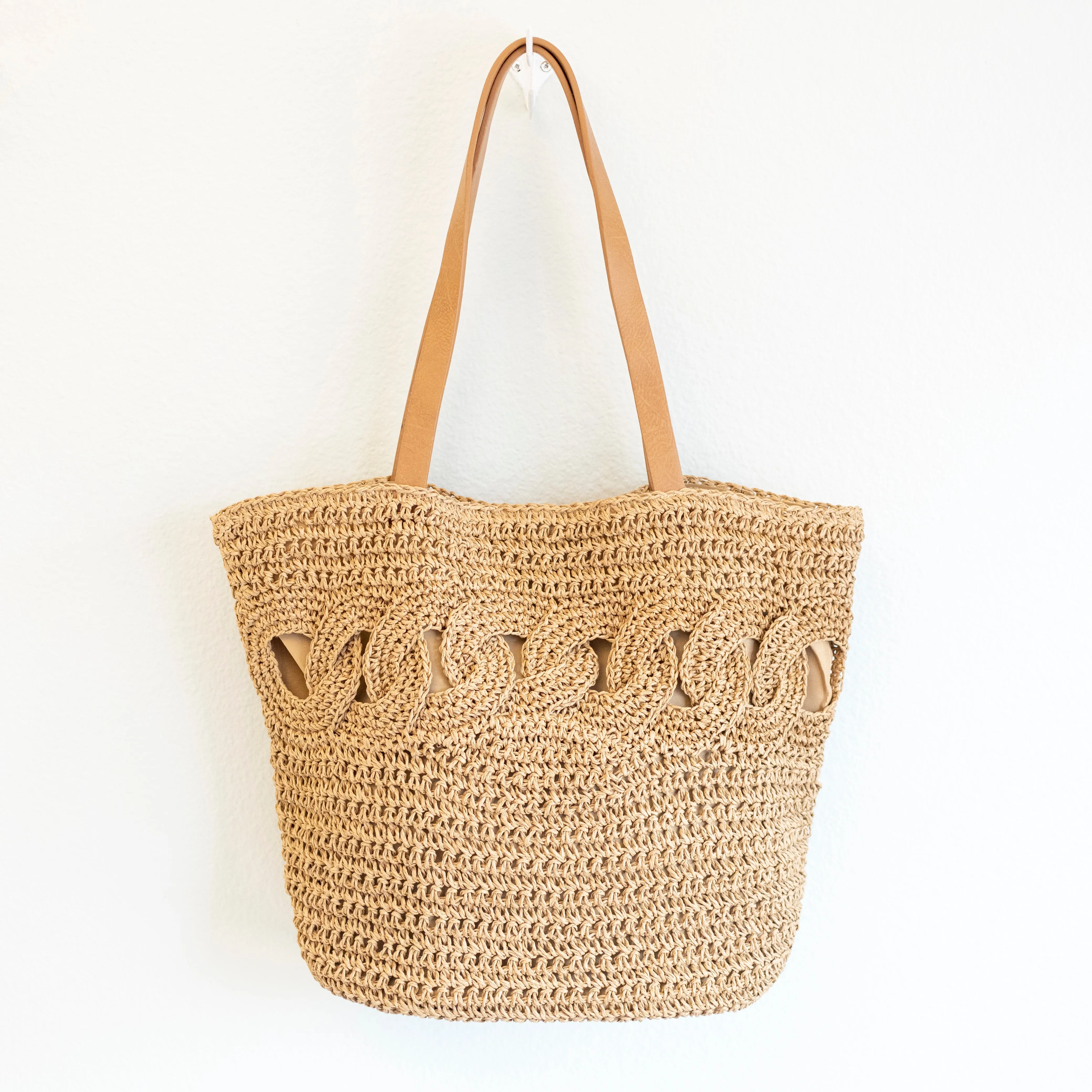 Elena Handbags Beach Straw Woven Tote Bag