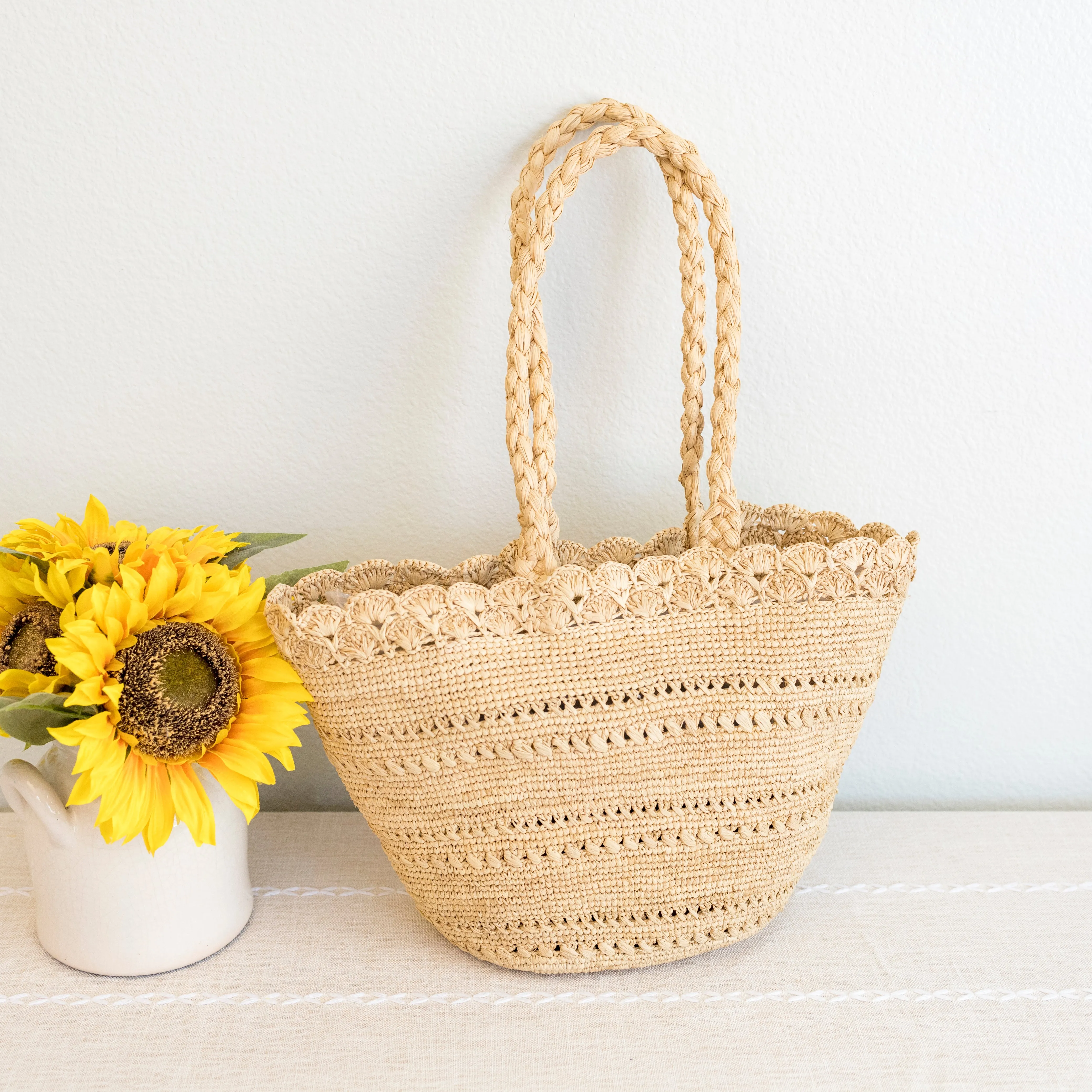 Elena Handbags Summer Fashion Raffia Basket Bag