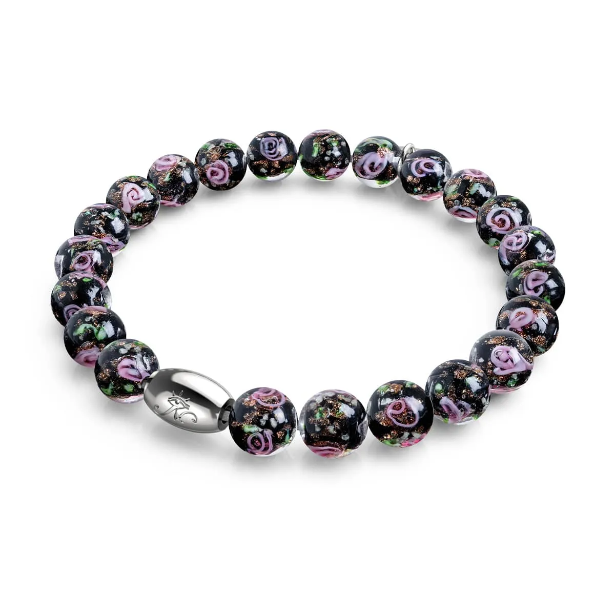 Enchanted Rose | .925 Sterling Silver | Firefly Glass Garden Bracelet