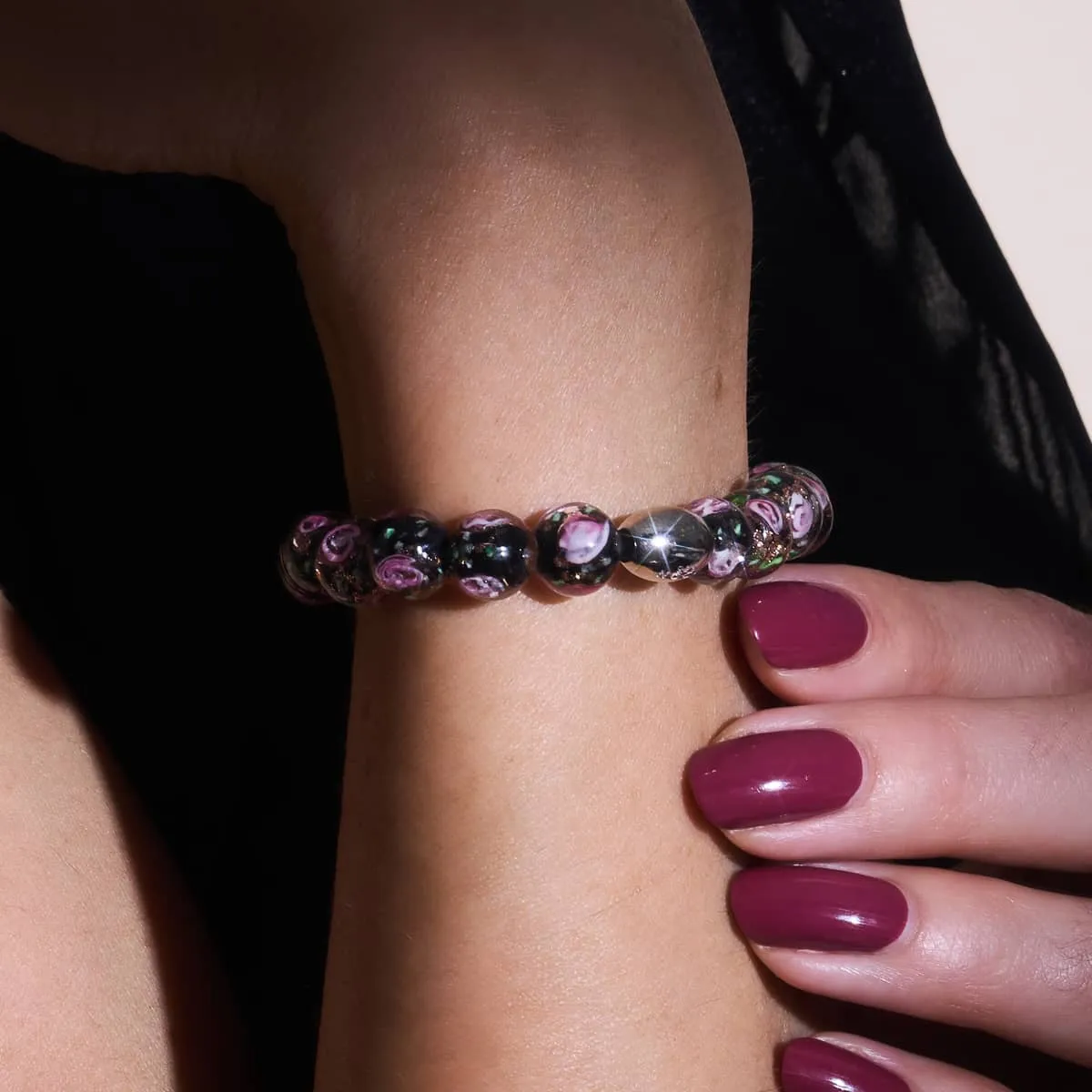 Enchanted Rose | .925 Sterling Silver | Firefly Glass Garden Bracelet