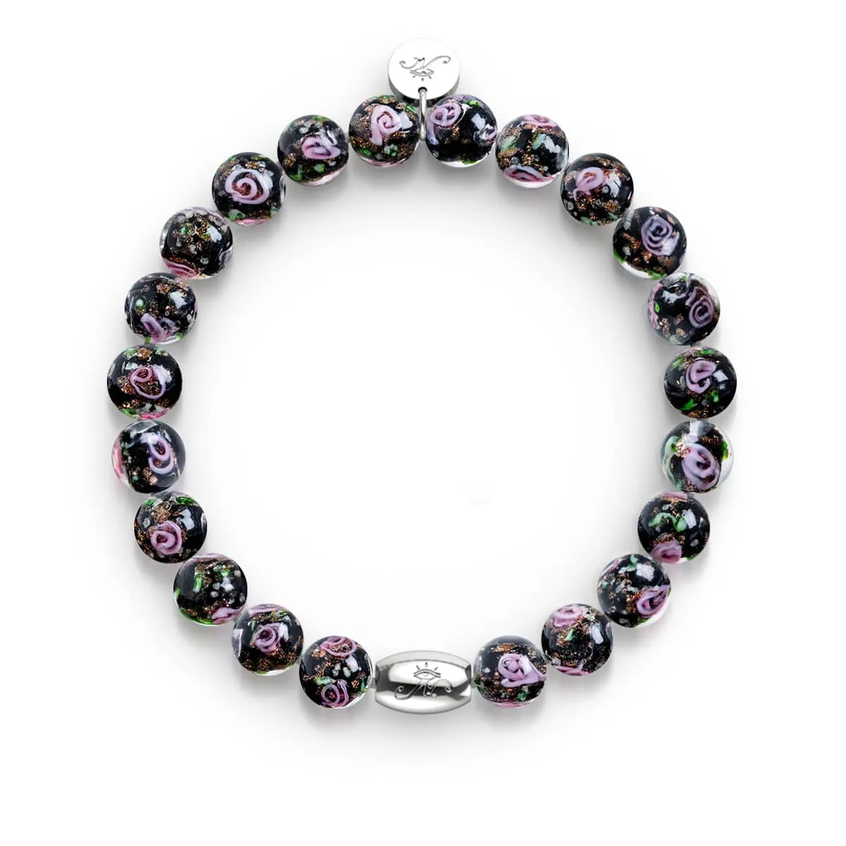 Enchanted Rose | .925 Sterling Silver | Firefly Glass Garden Bracelet