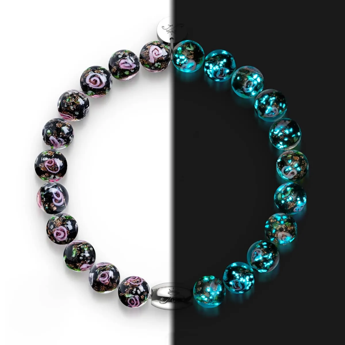 Enchanted Rose | .925 Sterling Silver | Firefly Glass Garden Bracelet