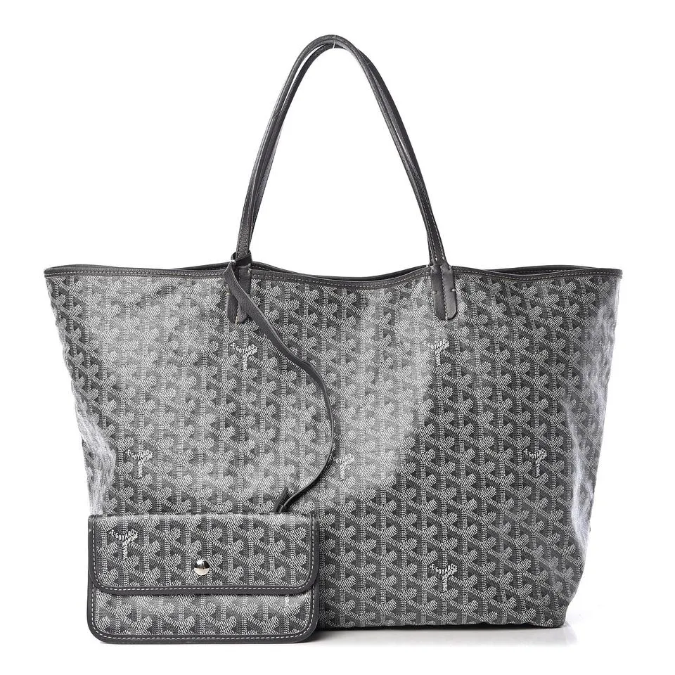 Goyard Goyardine Saint Louis Gm Grey Coated Canvas Tote