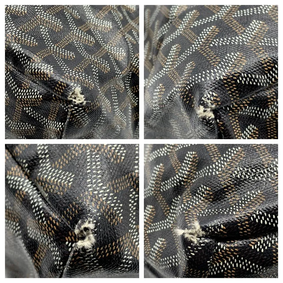 Goyard St Louis Pm Gold Black Coated Canvas Tote