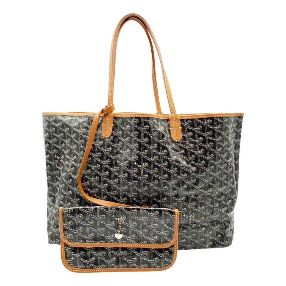 Goyard St Louis Pm Gold Black Coated Canvas Tote