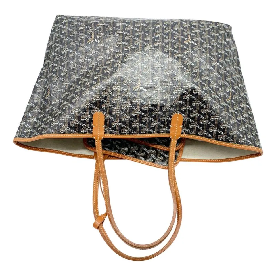 Goyard St Louis Pm Gold Black Coated Canvas Tote