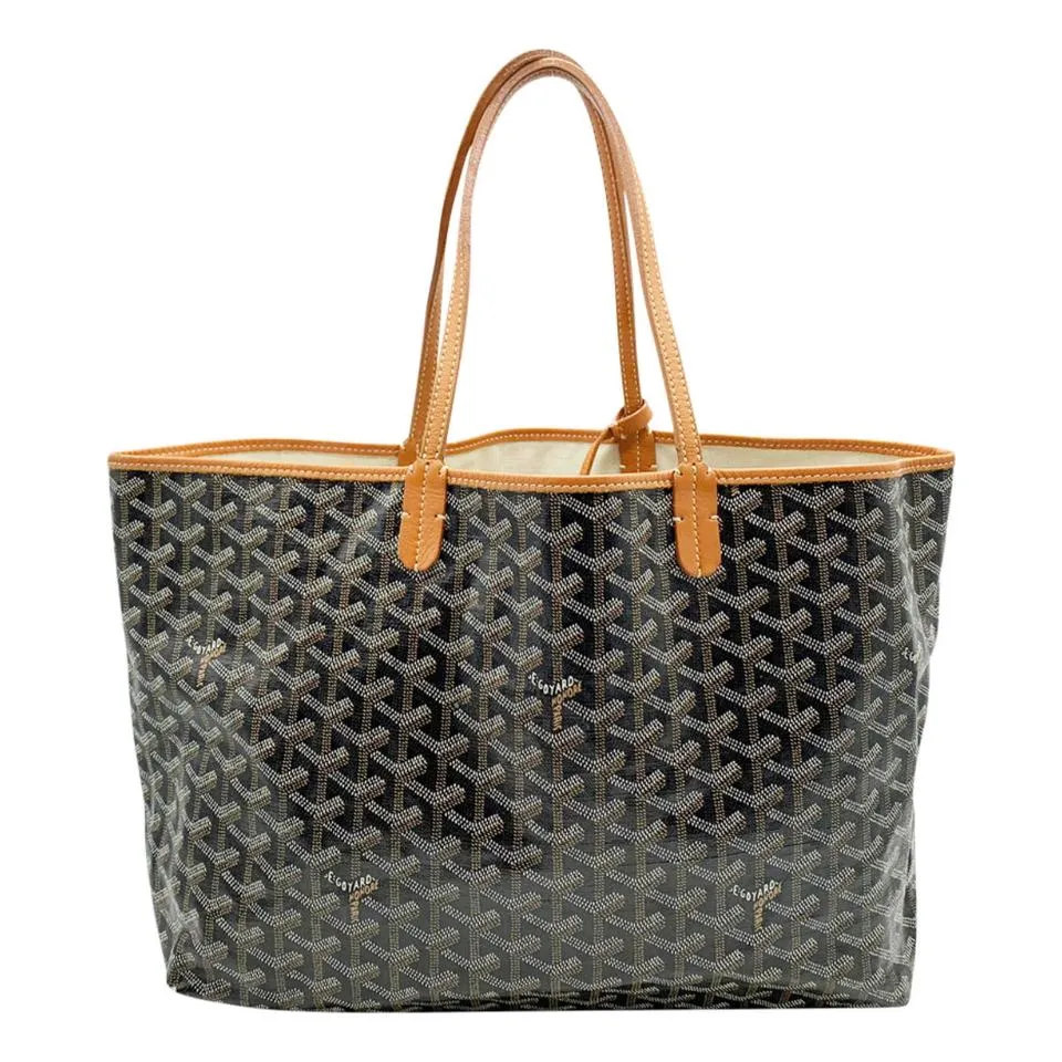 Goyard St Louis Pm Gold Black Coated Canvas Tote