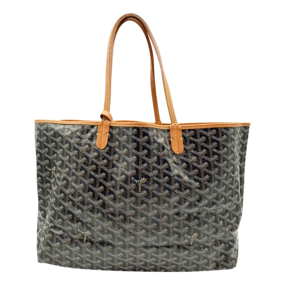 Goyard St Louis Pm Gold Black Coated Canvas Tote