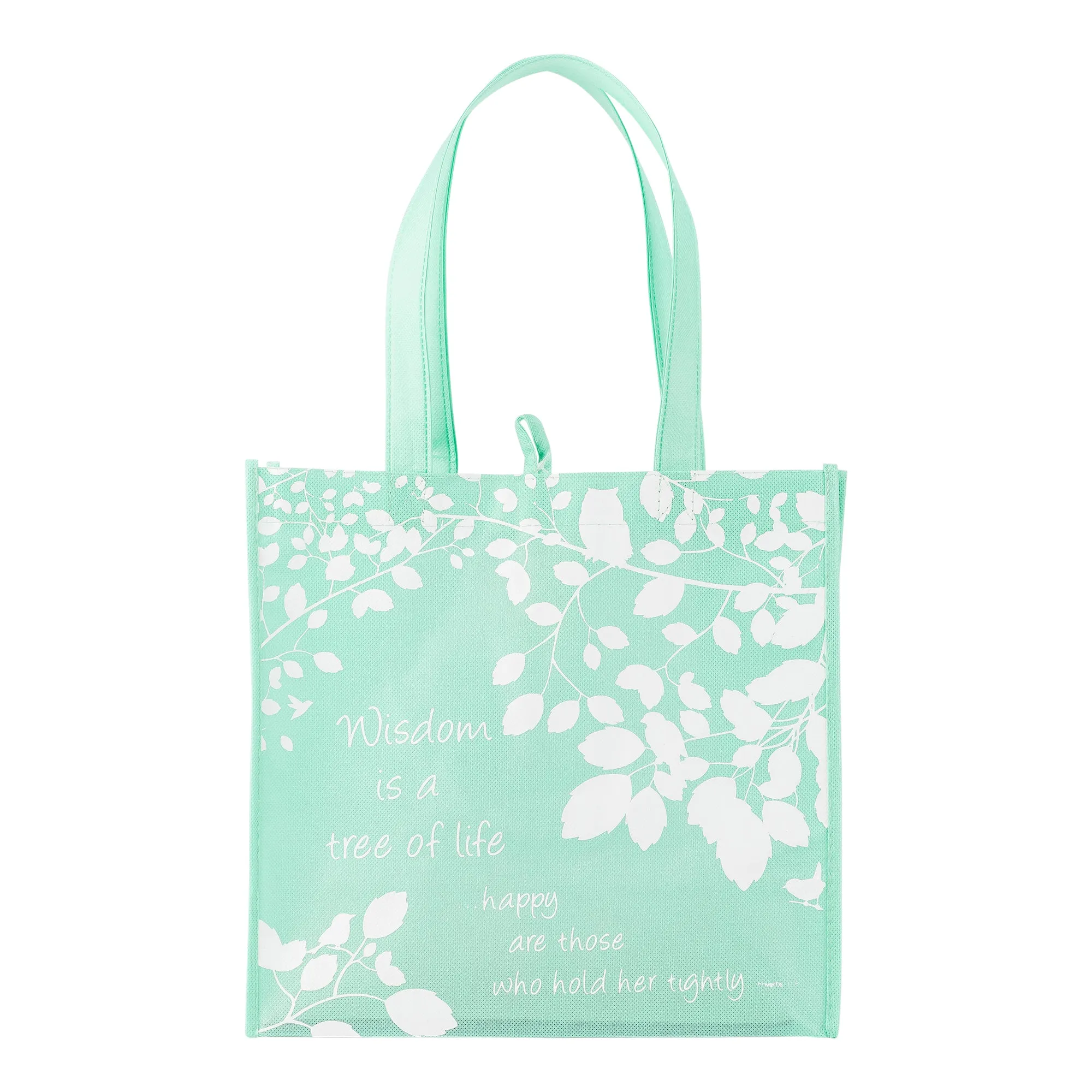 Green Eco Tote Bag - Proverbs 3:18 "Wisdom A Tree of Life"